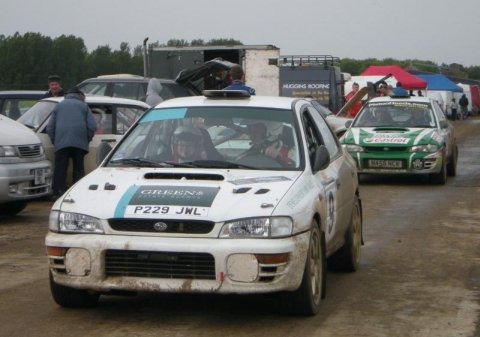 Winners Matthew Green and Louise Sworn in their Subaru Impreza